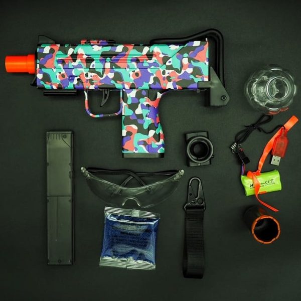 Pistola de gel uzi con todos sus accesorios que incluye